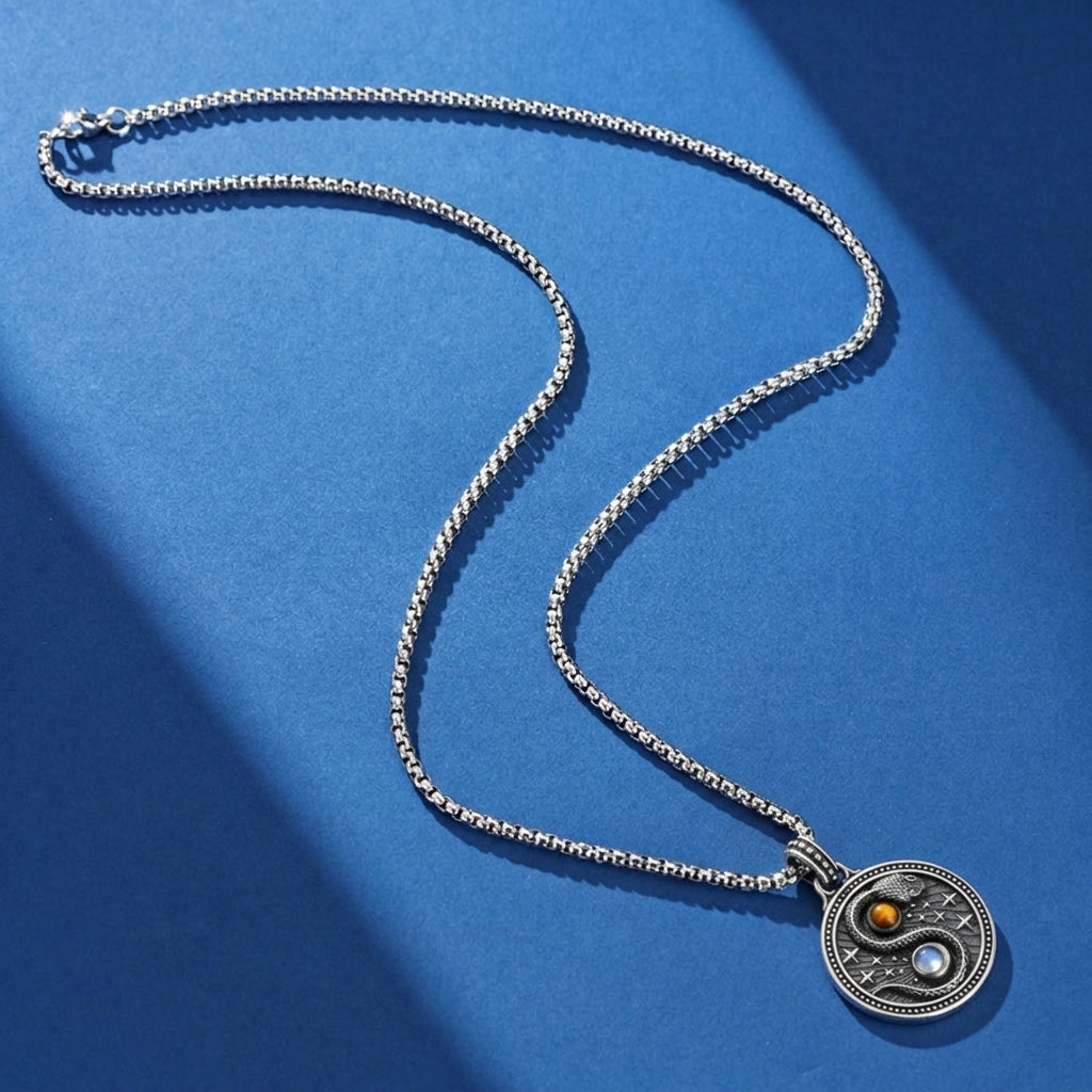 Collier Œil de Tigre et Pierre de Lune – Beauté Cosmique