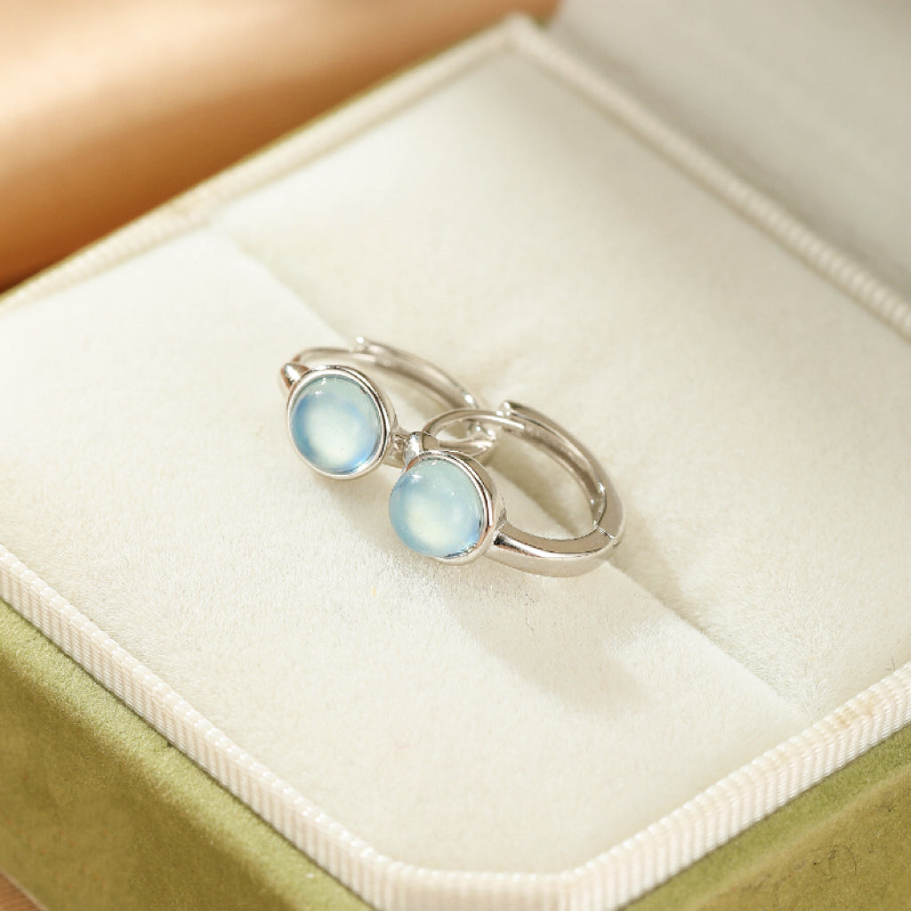 Boucles d'oreilles Aigue marine – Lumière Marine, Argent