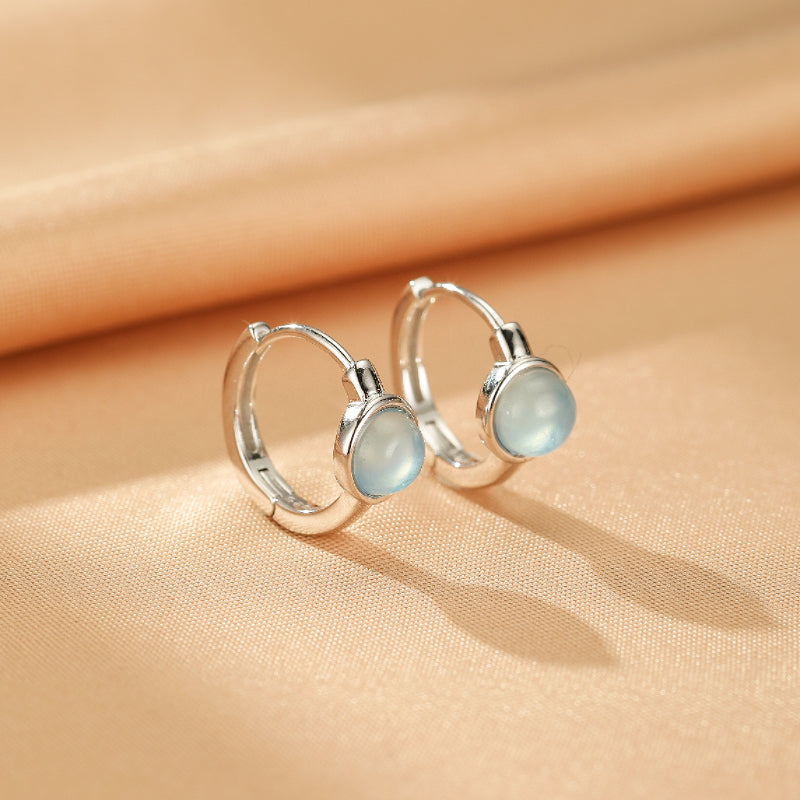 Boucles d'oreilles Aigue marine – Lumière Marine, Argent