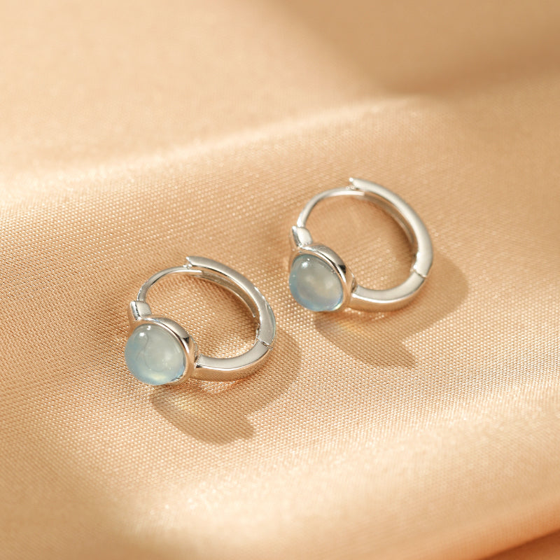 Boucles d'oreilles Aigue marine – Lumière Marine, Argent