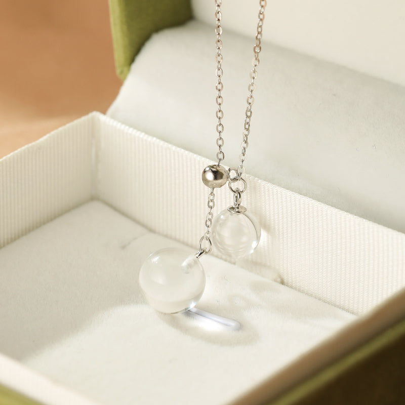 Collier Cristal de Roche – Goutte Lumineuse, Argent
