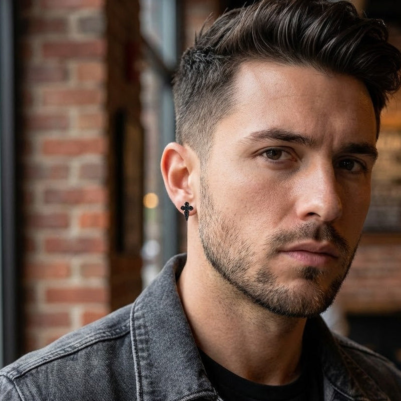 Boucles d’Oreilles Homme – Croix Gothique