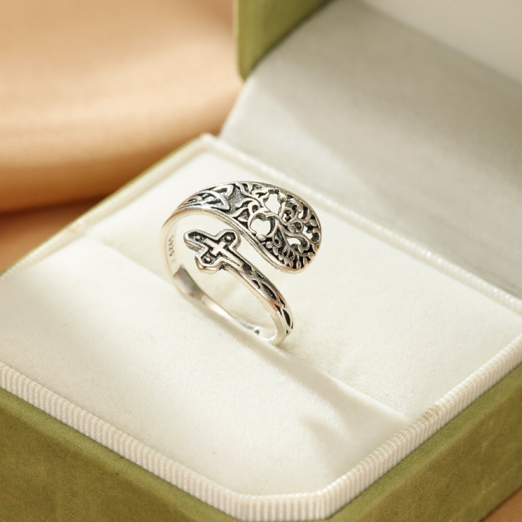 Bague Arbre de Vie Croix – Arbre de Foi, Argent