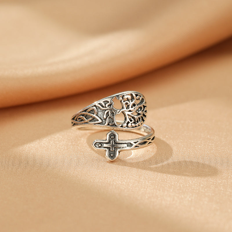 Bague Arbre de Vie Croix – Arbre de Foi, Argent