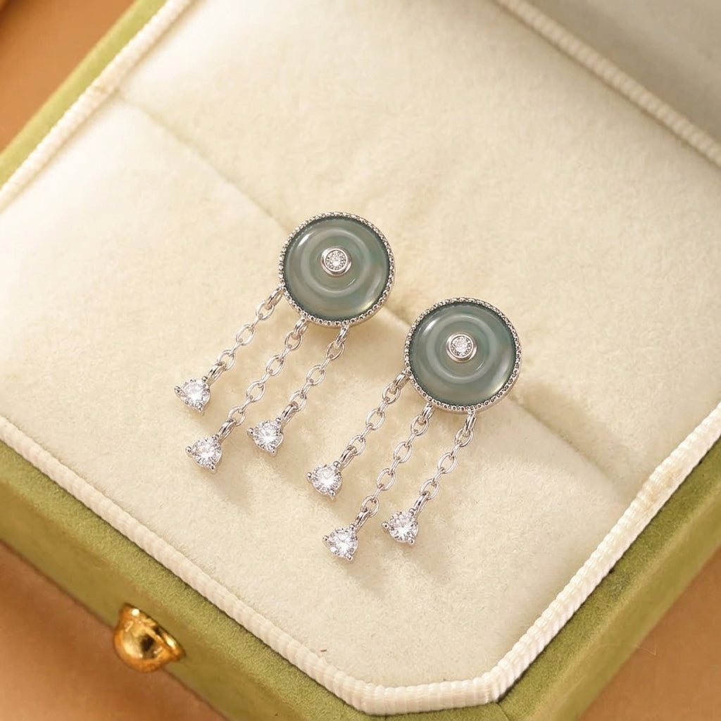 Boucles d'oreilles Jadéite Bleue – Beauté Envoûtante, Argent