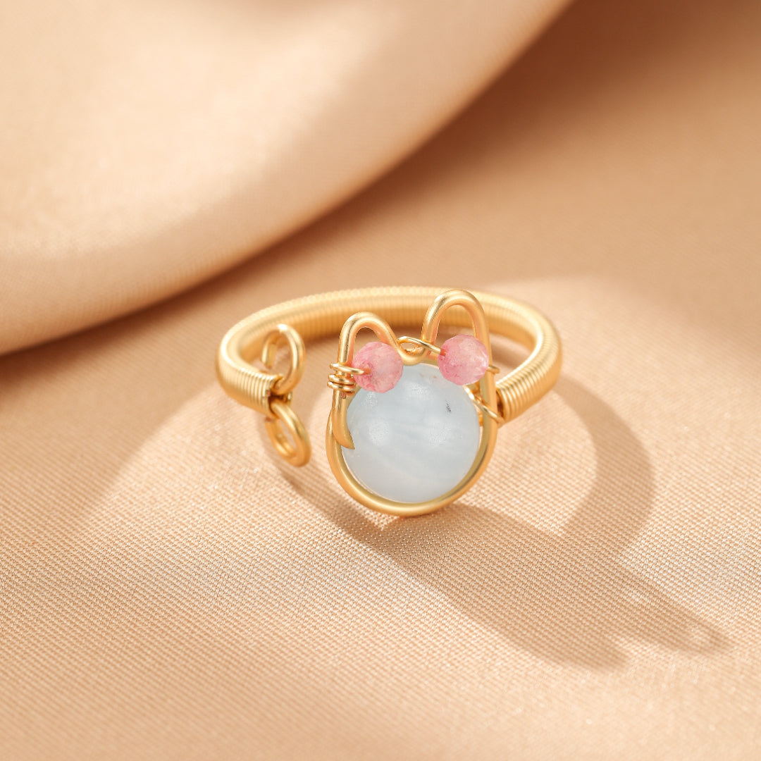 Bague Pierres Naturelles – Amour Félin
