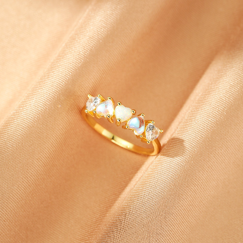 Bague Pierre de Lune – Charme Bohème, Argent Plaqué Or