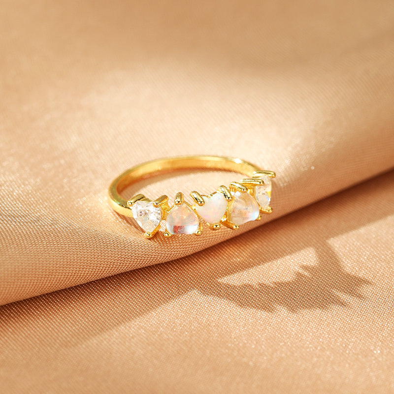 Bague Pierre de Lune – Charme Bohème, Argent Plaqué Or