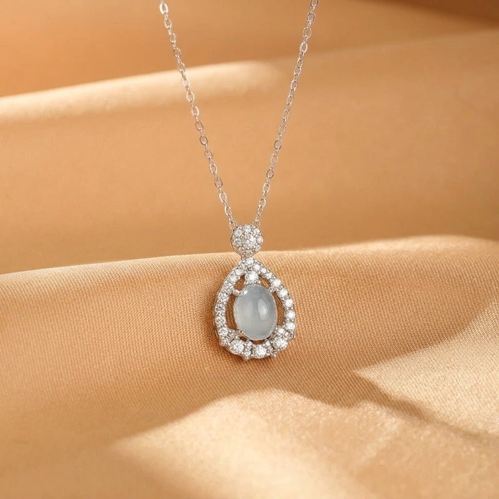 Collier Jadeïte – Goutte Sereine, Argent