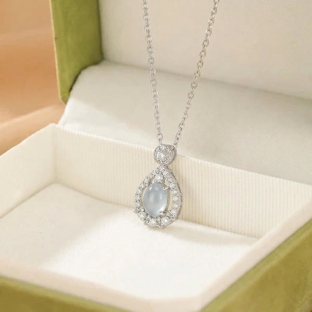 Collier Jadeïte – Goutte Sereine, Argent