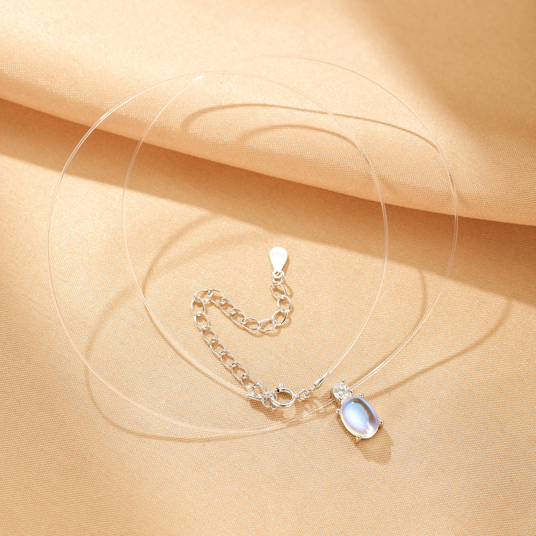 Collier Flottant  Pierre de Lune – Spectre Lunaire, Argent