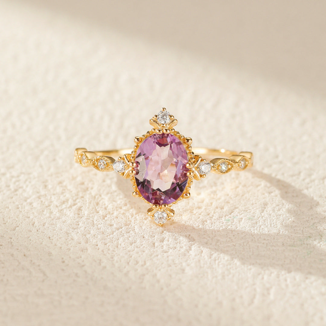 Bague Améthyste – Calme Royal, Argent Plaqué Or