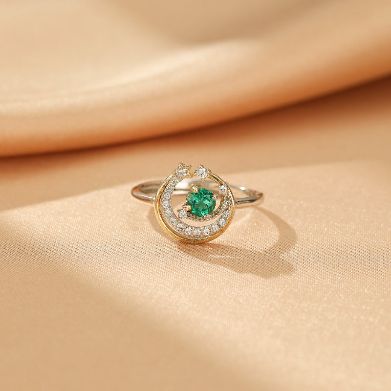 Bague Émeraude – Éclat Lunaire, Argent 925