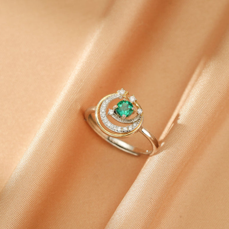 Bague Émeraude – Éclat Lunaire, Argent 925