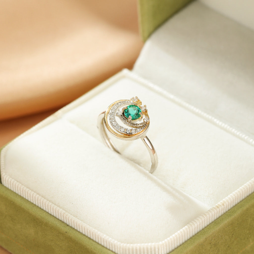 Bague Émeraude – Éclat Lunaire, Argent 925