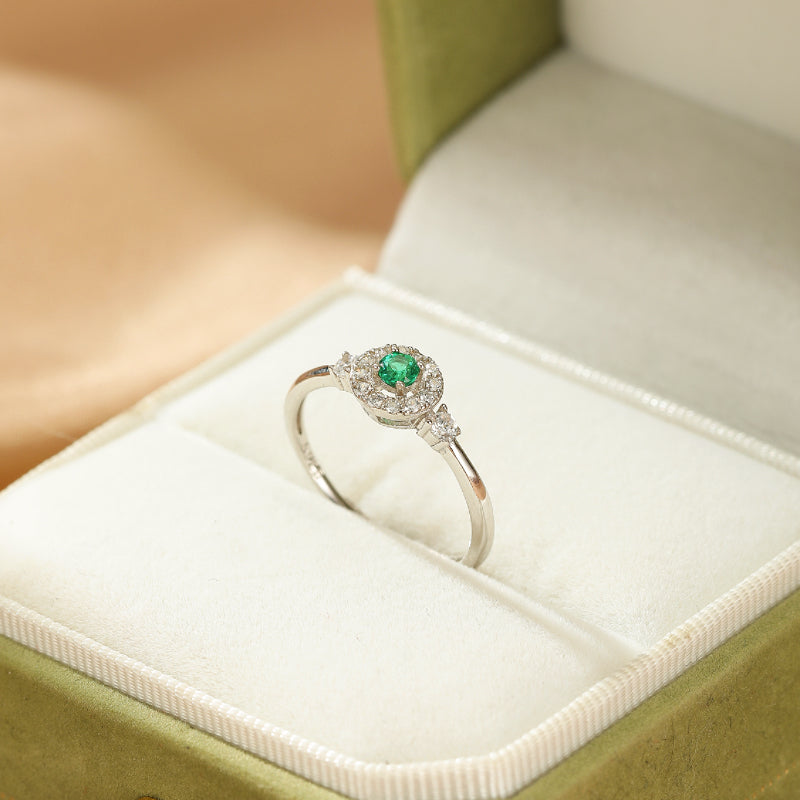Emerald Ring – Green Harmony, Silver