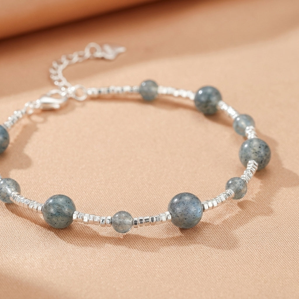 Bracelet Labradorite – Beauté Lunaire, Argent
