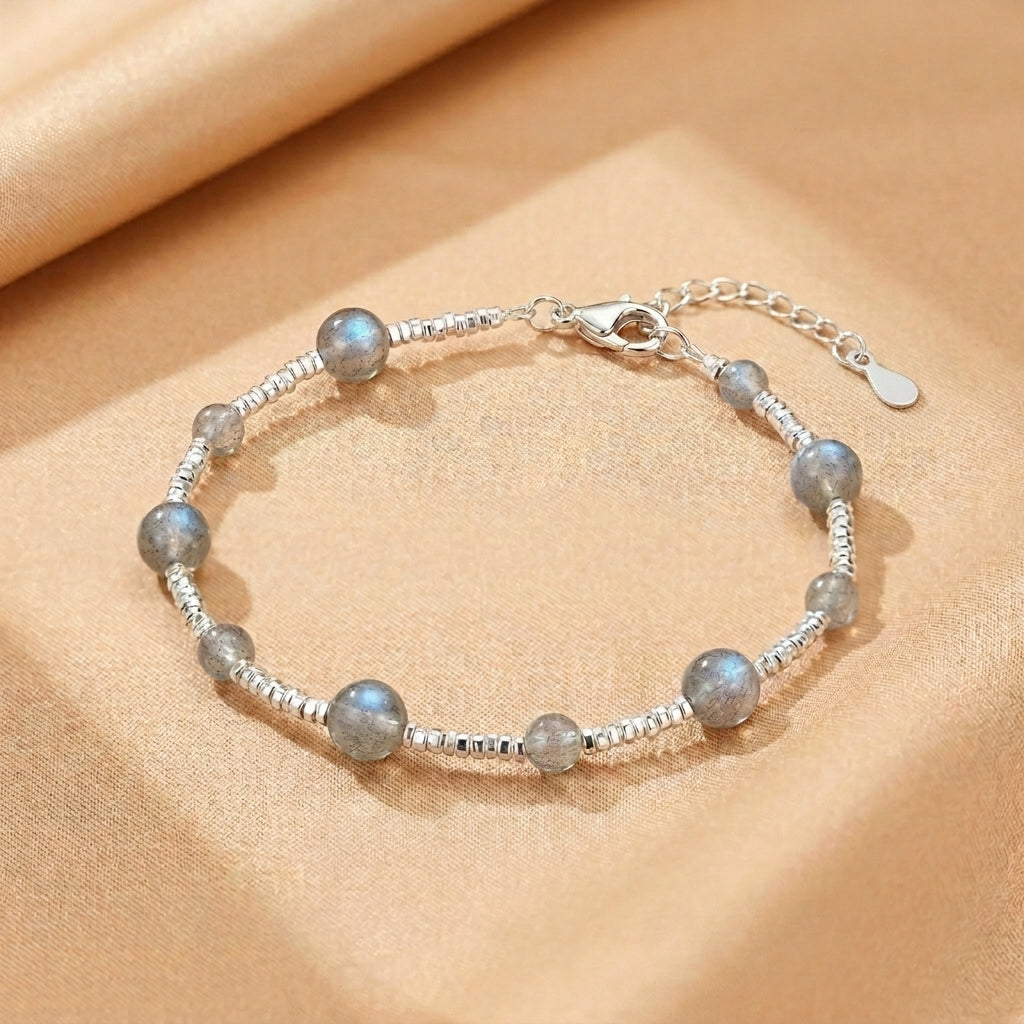 Bracelet Labradorite – Beauté Lunaire, Argent