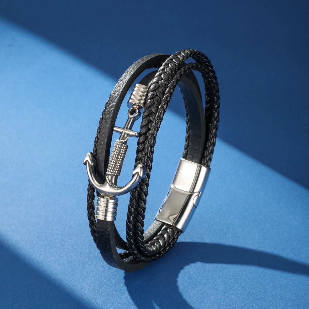 Men's Anchor Leather Bracelet – Ligne de Force