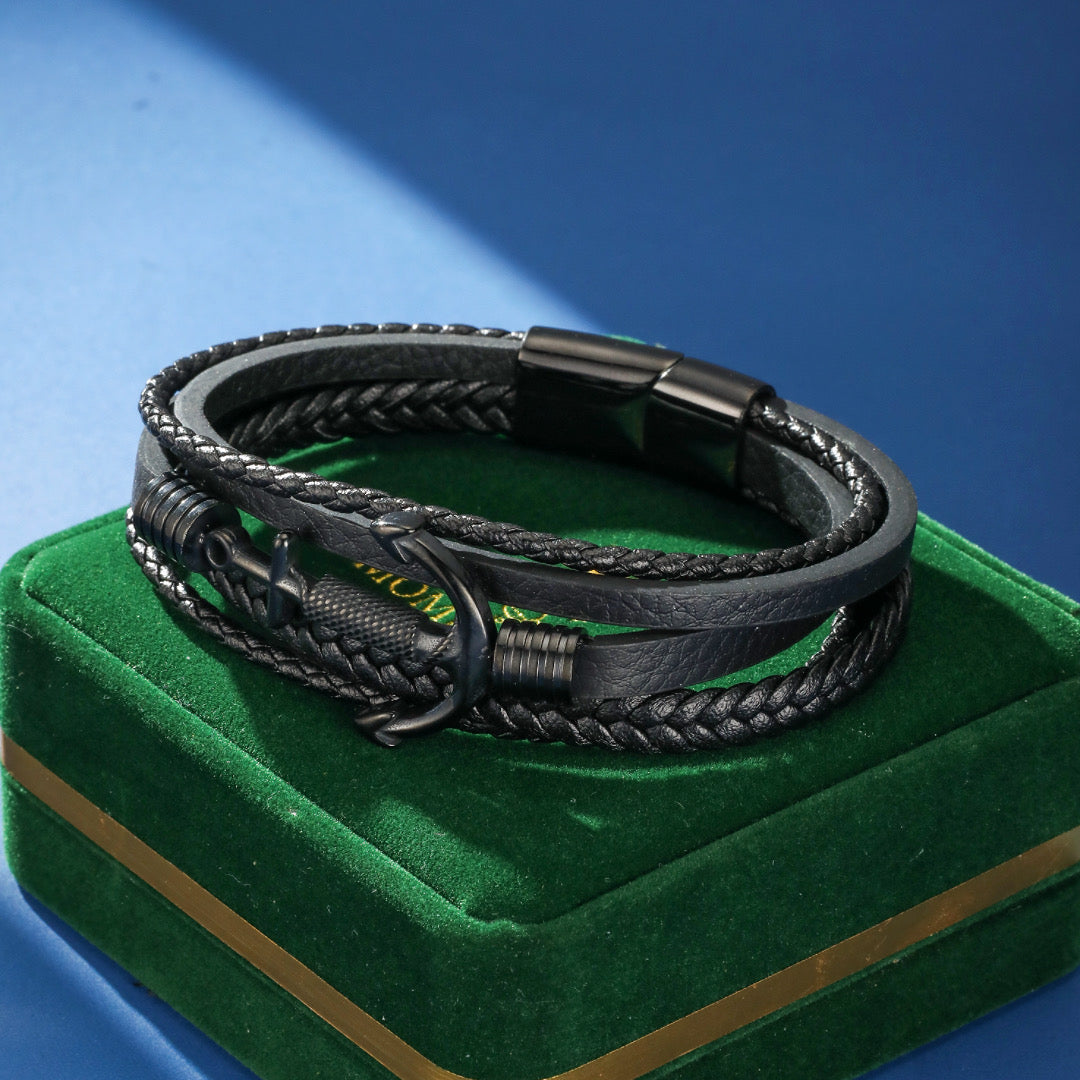 Men's Anchor Leather Bracelet – Ligne de Force