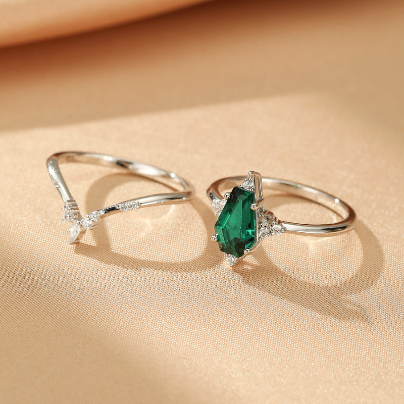 Bague Émeraude – Éclat Royal, Argent