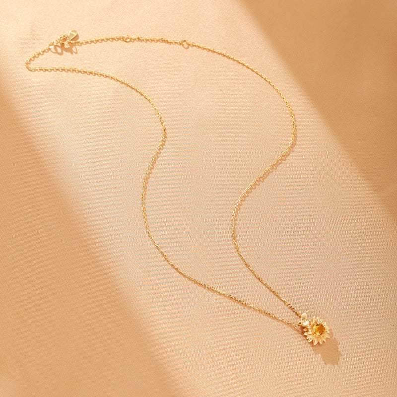 Collier Citrine – Rayon de Soleil, Argent Plaqué Or 10K