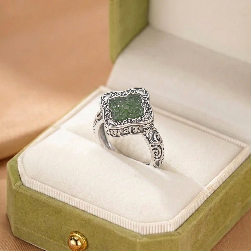 Bague Jade Néphrite – Brume Céleste, Argent