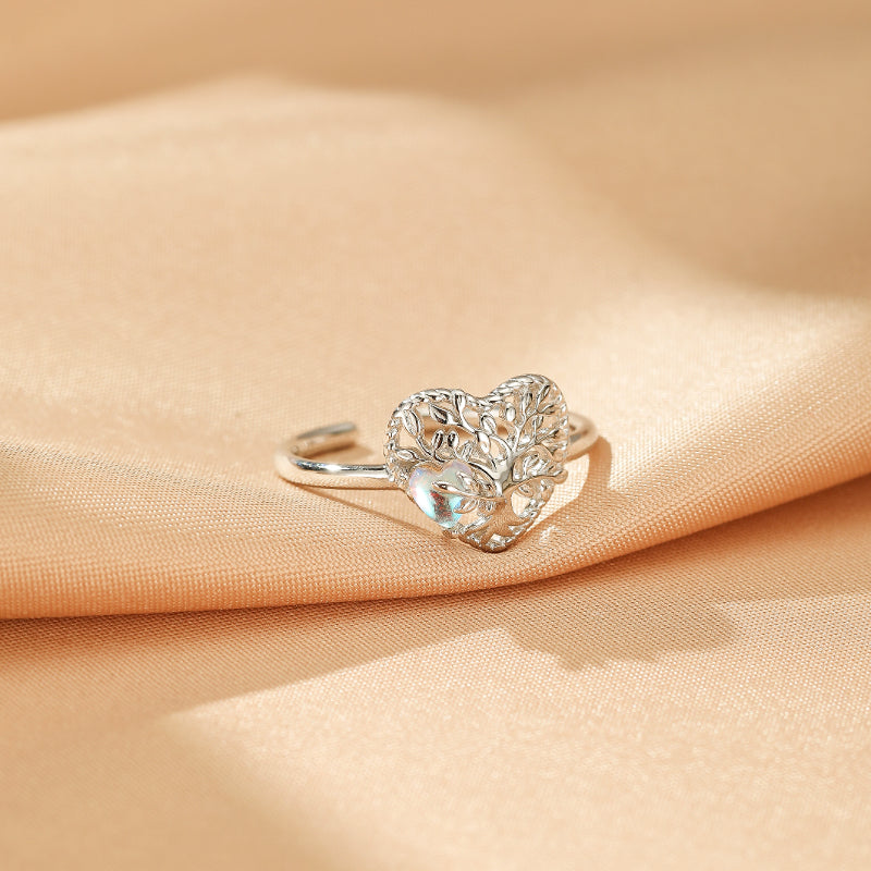 Bague Pierre de Lune Arbre de Vie – Cœur de Vie, Argent 925