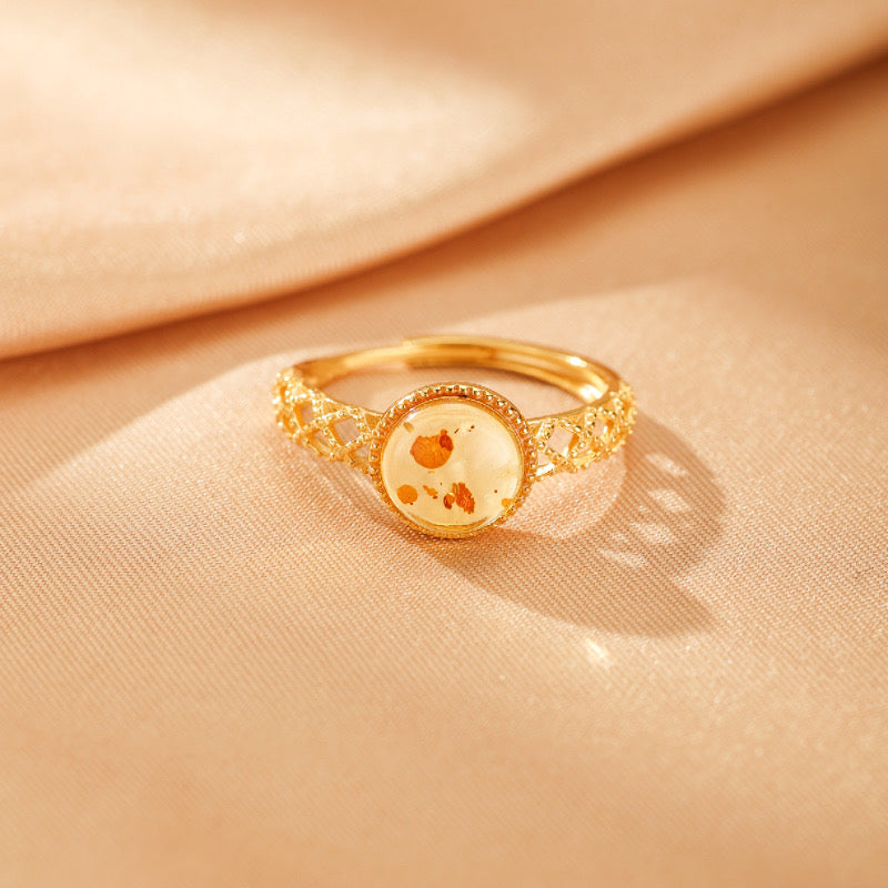 Bague Ambre – Secret d’Ambre, Argent Plaqué Or