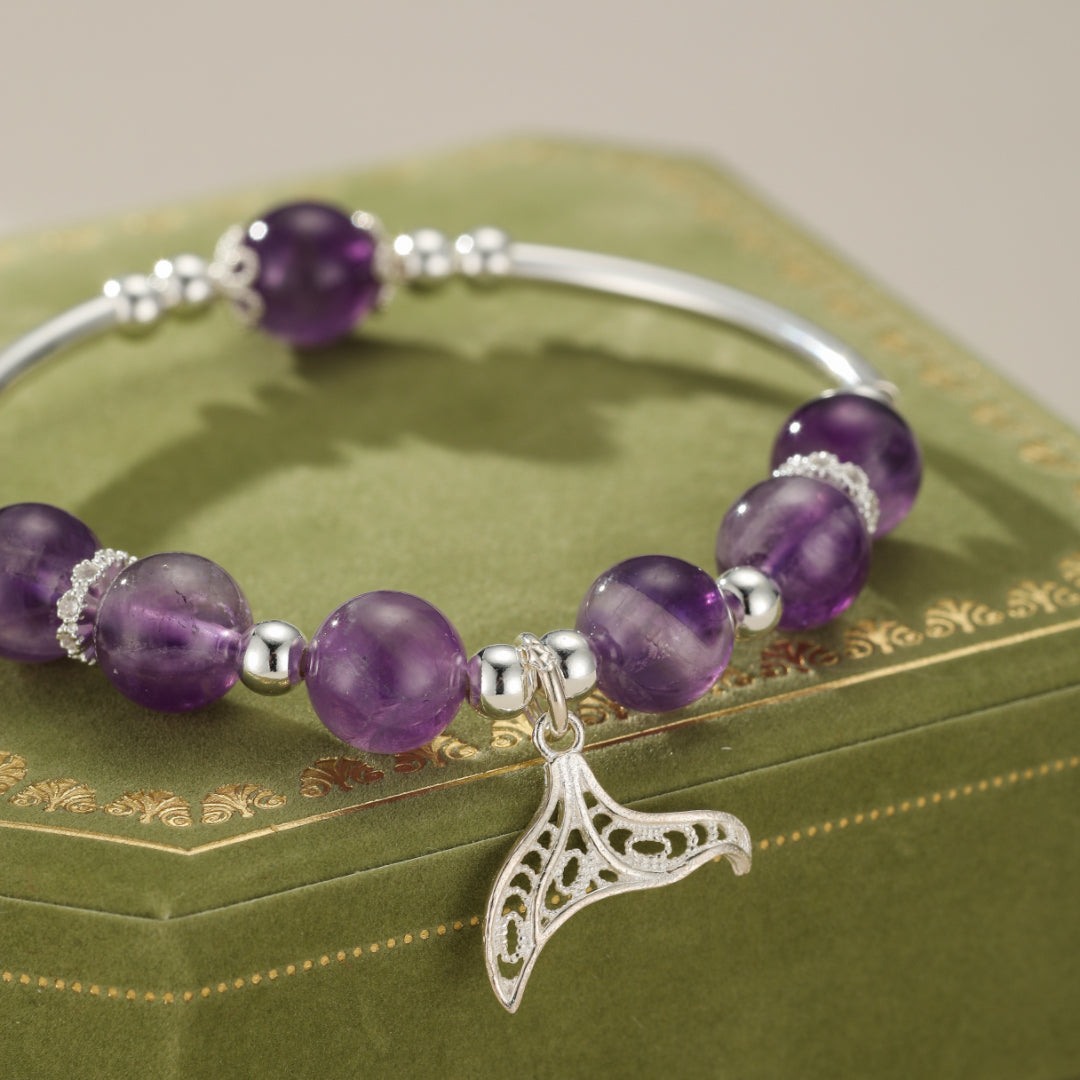 Bracelet Enfant Améthyste – Queue de Sirène, Argent 925