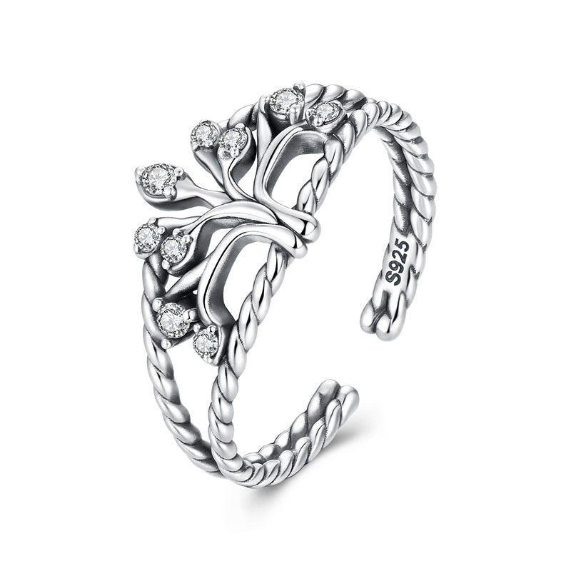 Bague Arbre de Vie – Feuillage Éclatant, Argent 925