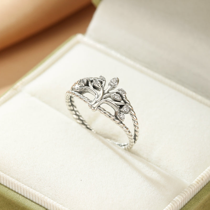 Bague Arbre de Vie – Feuillage Éclatant, Argent 925