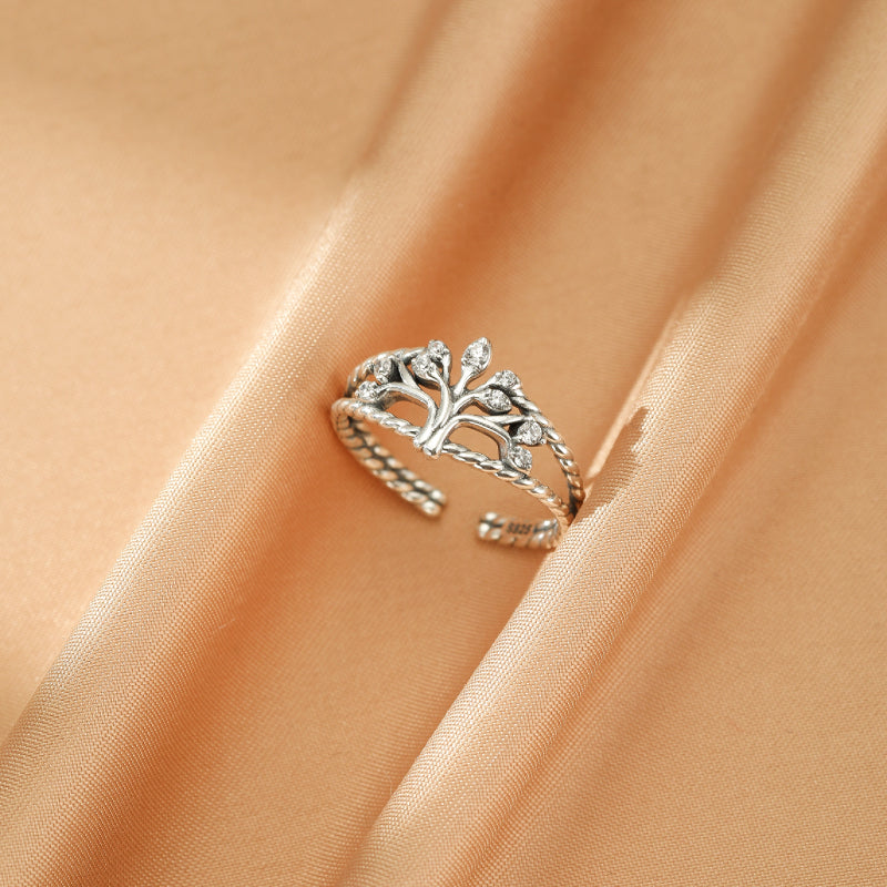 Bague Arbre de Vie – Feuillage Éclatant, Argent 925