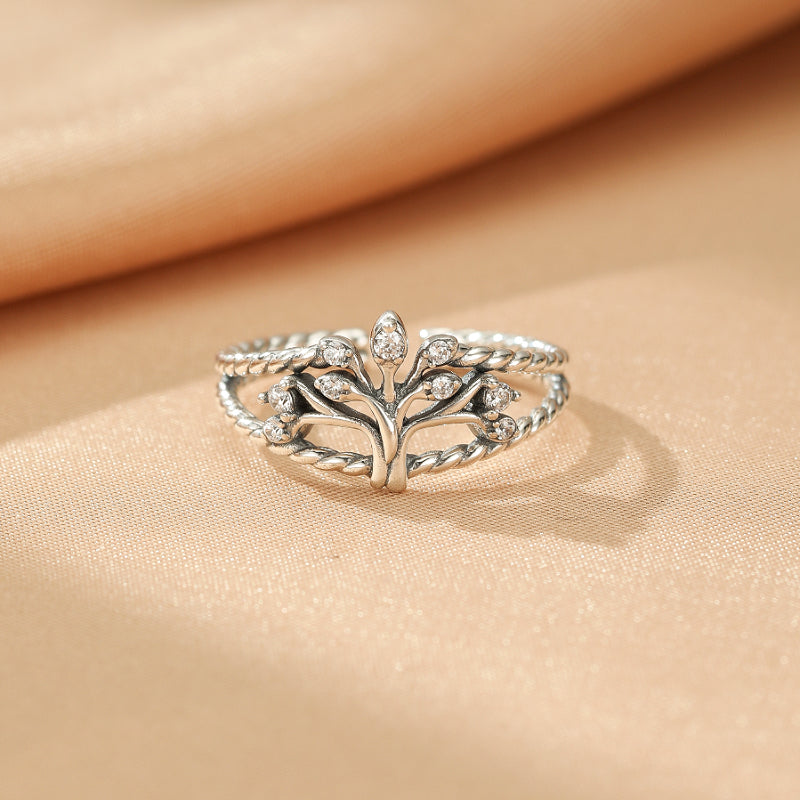 Bague Arbre de Vie – Feuillage Éclatant, Argent 925
