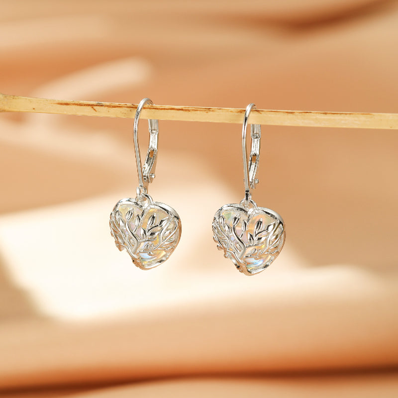 Boucles d'Oreilles Pierre de Lune – Arbre Céleste, Argent S925