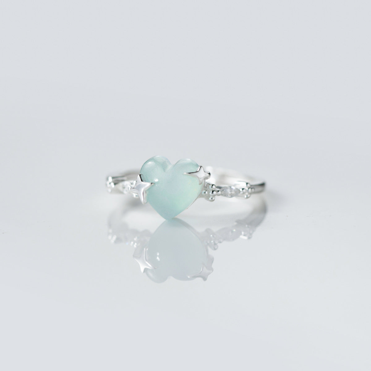 Bague Aigue marine – Cœur Étoilé, Argent 925