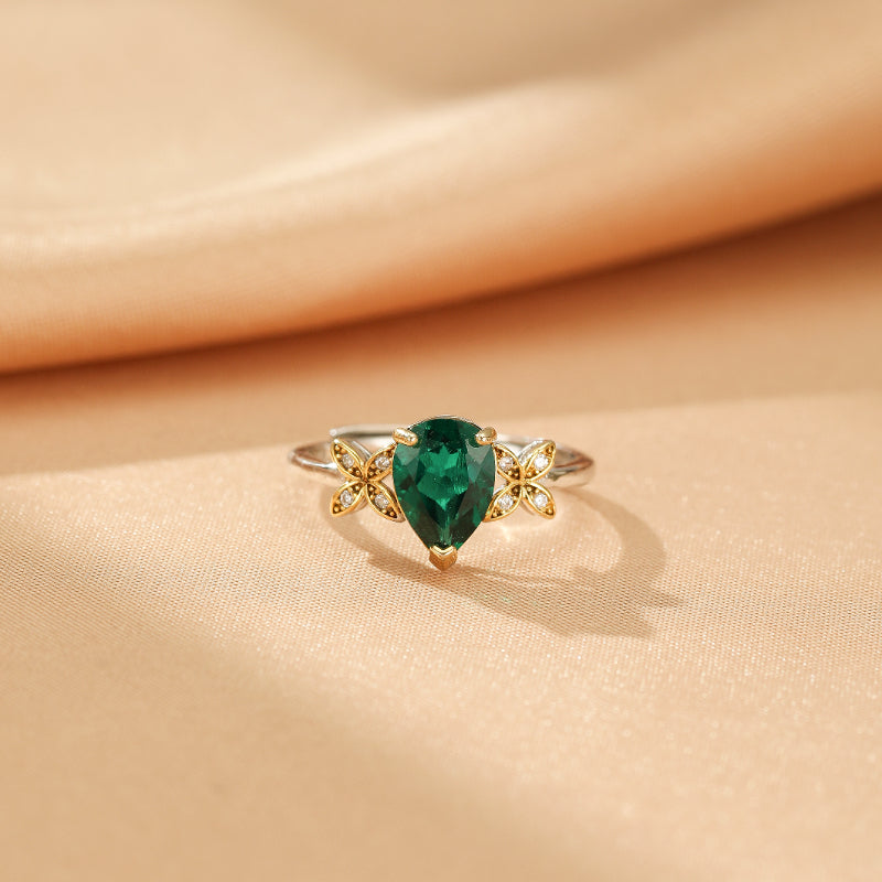Emerald Ring – Precious Wings, 925 Silver