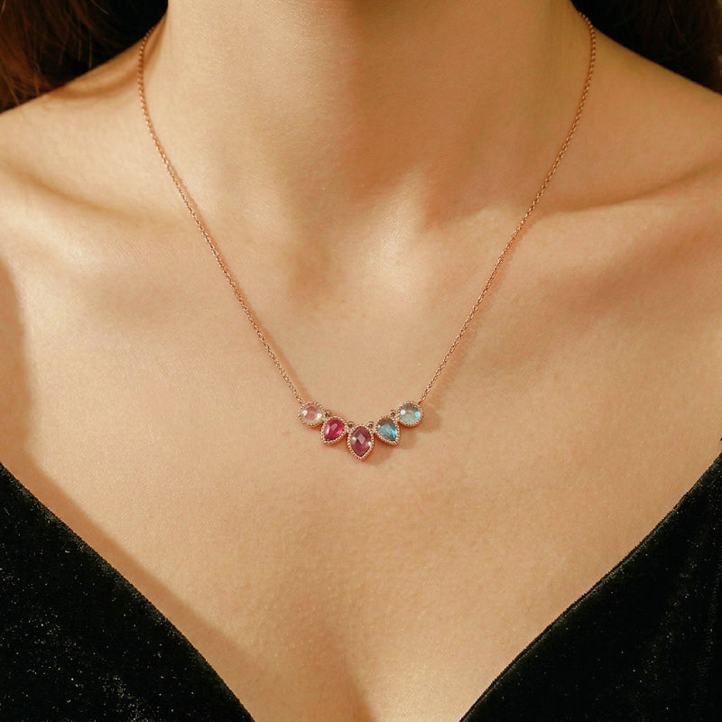Collier Labradorite, Topaze, Lolite et Améthyste – Mélodie des Pierres, Argent Plaqué Or 14K