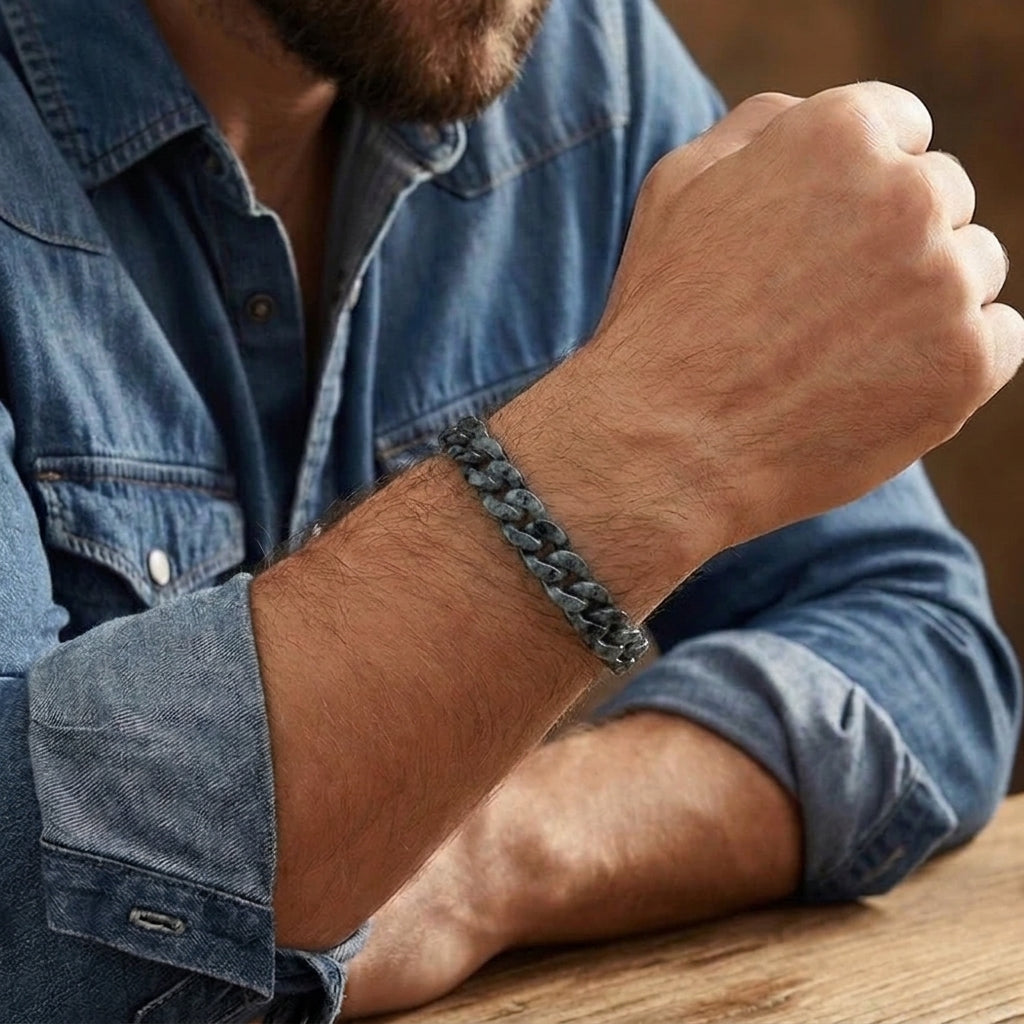 Bracelet Homme Jadéite Noire – Guerrier Silencieux