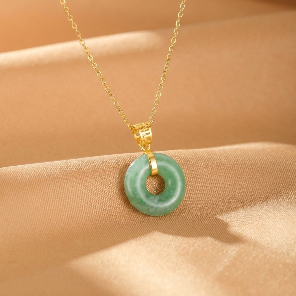 Collier Jade Néphrite – Cercle d'Harmonie, Or 18K