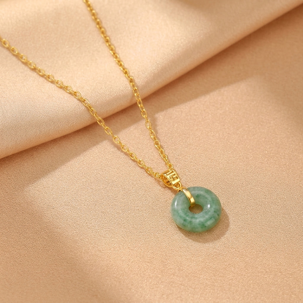 Collier Jade Néphrite – Cercle d'Harmonie, Or 18K