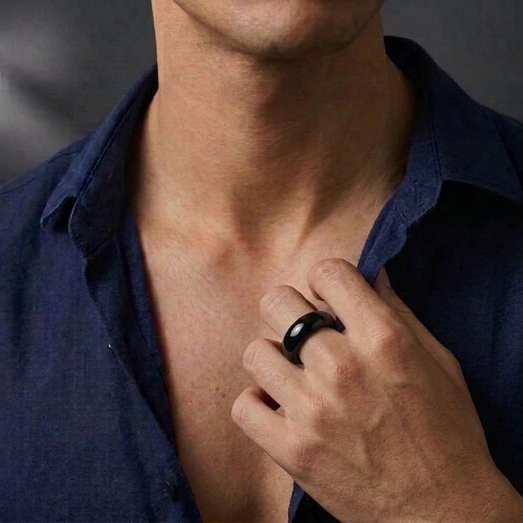 Bague Homme Jadéite Noire – Force Souveraine