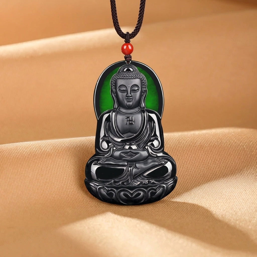 Collier Jadéite Noire – Éveil du Bouddha