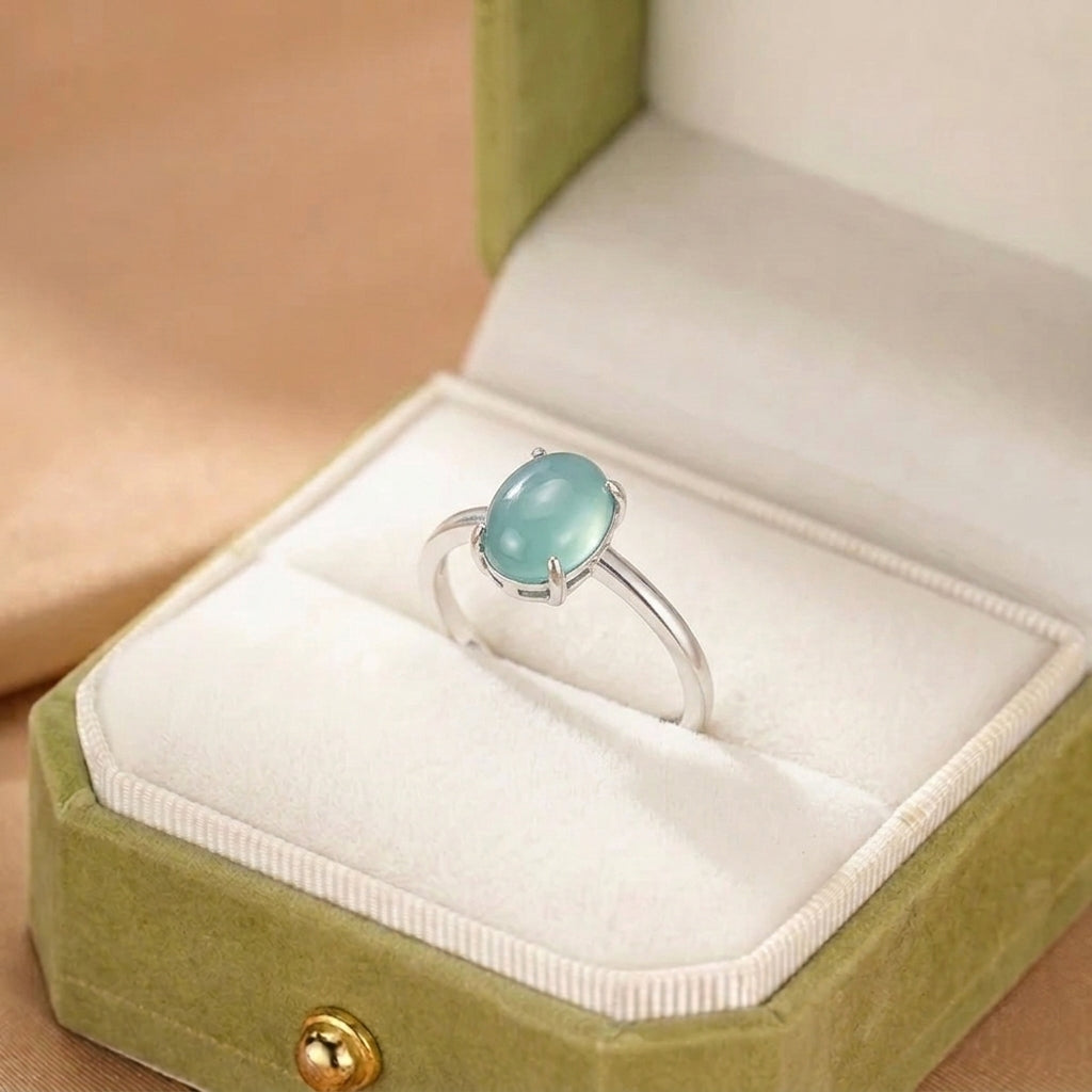 Bague Jadeïte – Onde de Calme, Argent