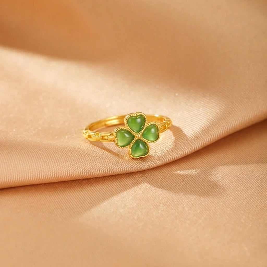 Bague Jade Néphrite – Lueur Secrète, Argent Plaqué Or