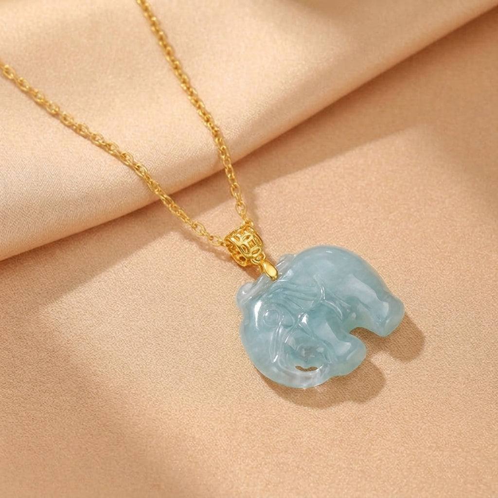 Collier Jadéite Bleue – Sagesse Paisible, Or 18K
