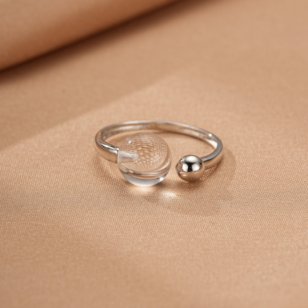 Rock Crystal Ring – Sphere of Light, Silver