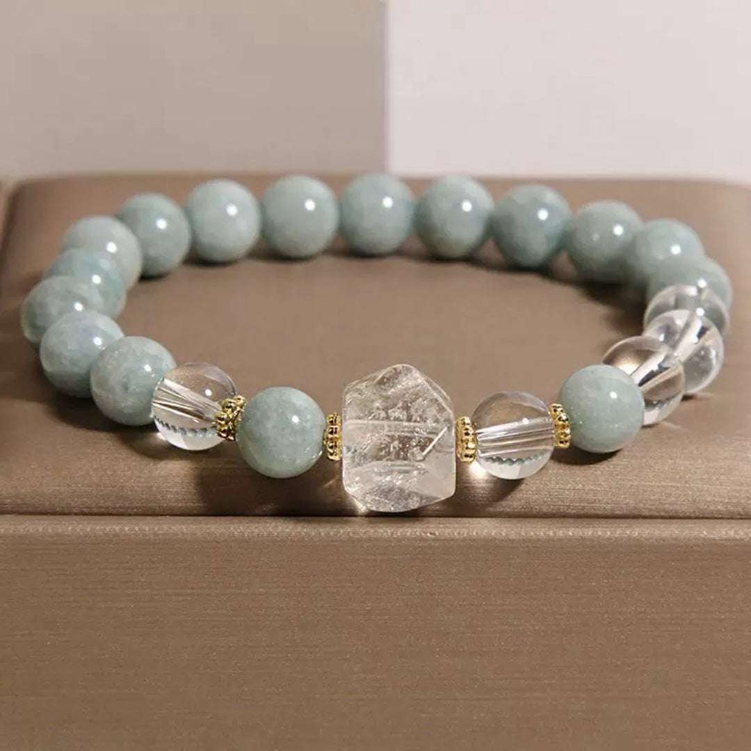 Bracelet Jade et Cristal de Roche – Clarté Céleste