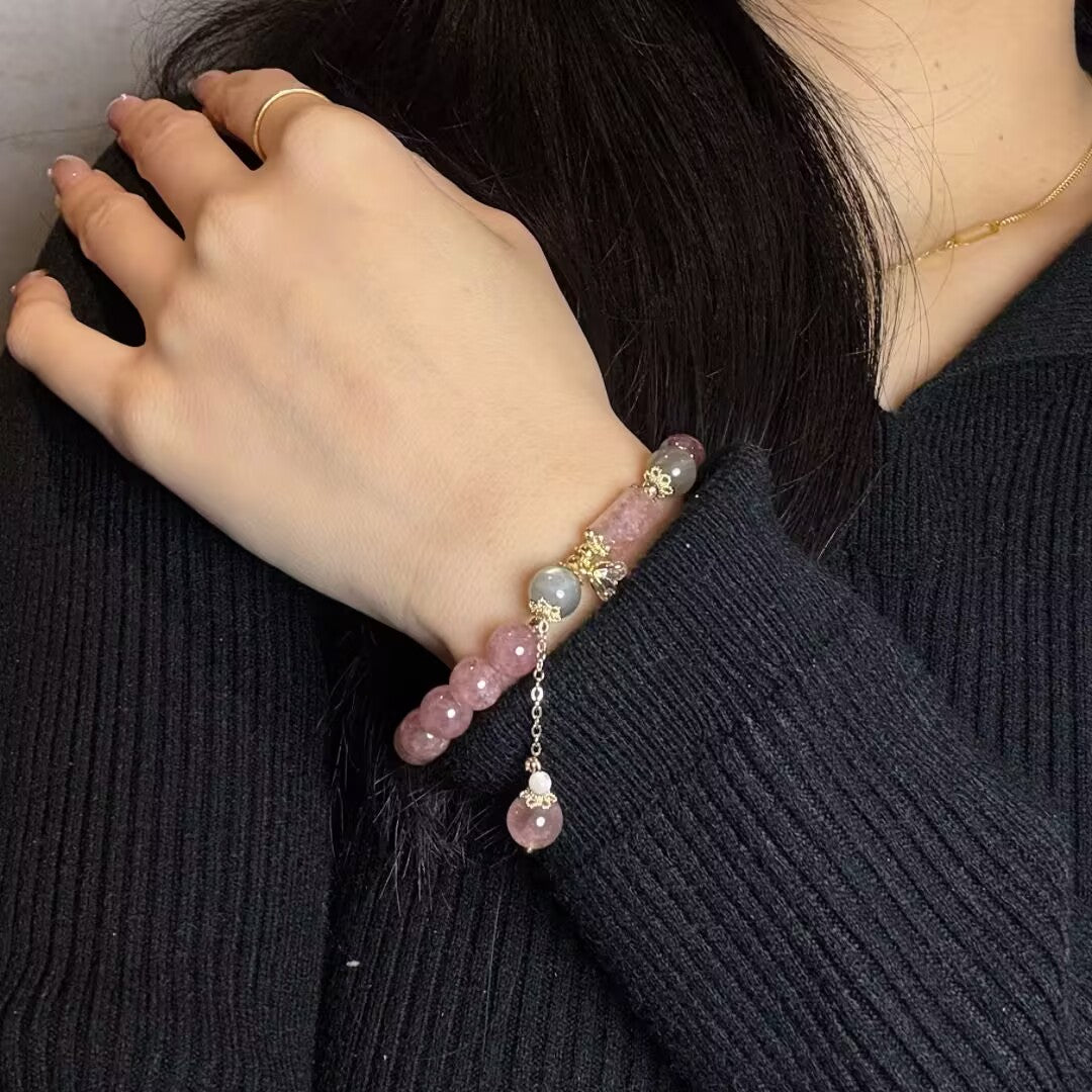 Bracelet Quartz Fraise – Douceur Rosée