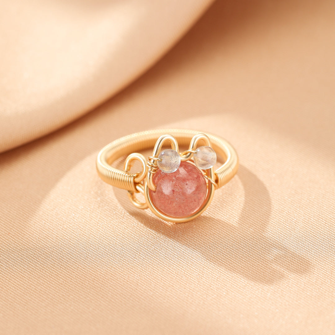 Bague Pierres Naturelles – Amour Félin
